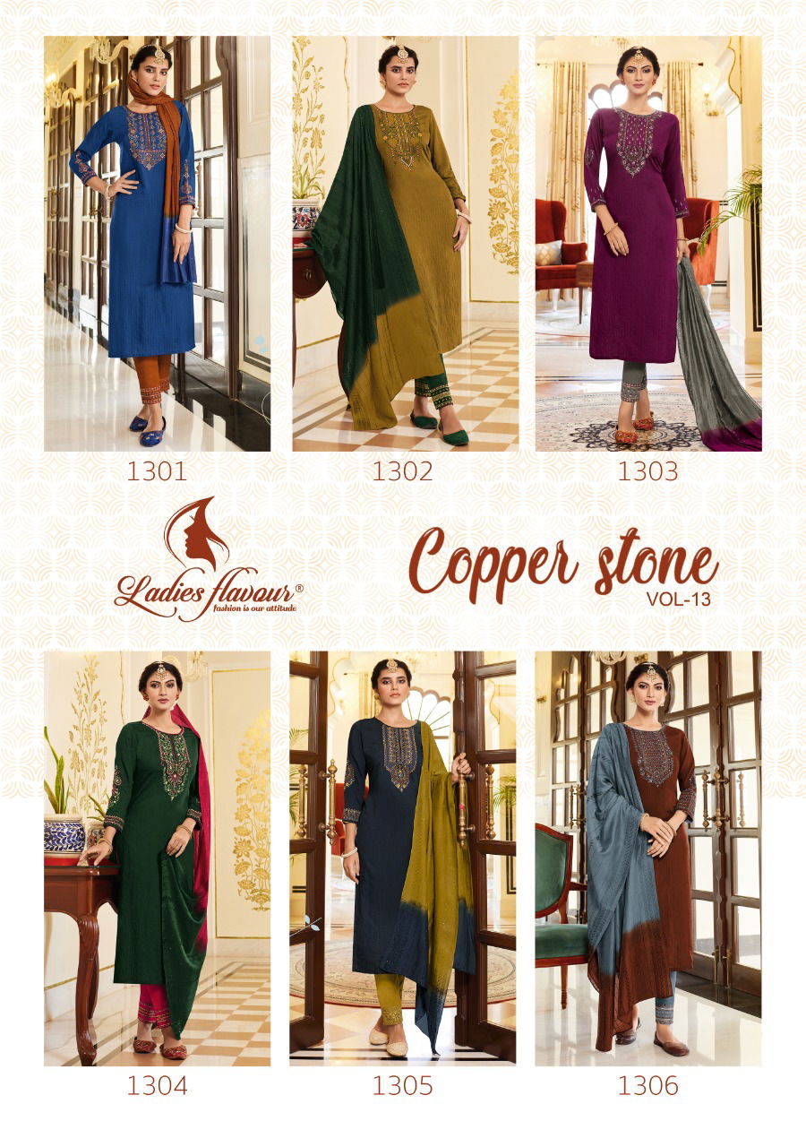 Ladies Flavour Copper Stone 13 Wholesale Readymade Salwar Suits